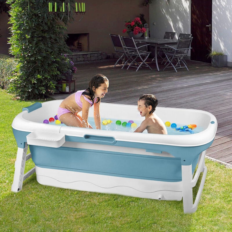 118cm baignoire adulte Mobiles pour Bébés Bathtubs avec Couvercle &  Tablette & Mains Courantes Baignoire sur pied Baignoire-Douche