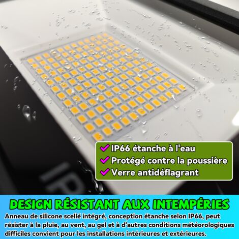 Froadp 5x100W Projecteur à LED pour Extérieur Super Lumineux 7000LM IP66 Projecteur avec Étrier réglable, 120° Angle de Faisceau (Blanc Froid, 6000-6500K)