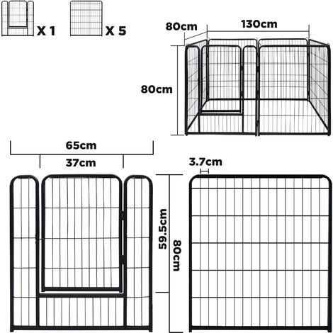 Froadp 6 Pièces Parc à Chiots Clôture pour Chiens avec Porte 65x80cm Enclos Clôture pour Animaux