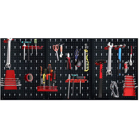 Froadp Panneau Perforé Panneaux avec 17 Crochets, Panneau Porte Outils Mural,  Système de Rangement Mural pour
