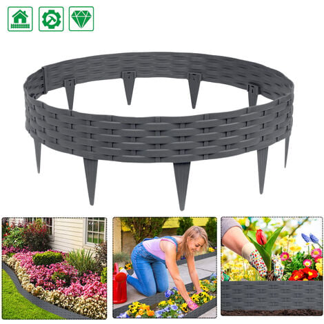 Lot de 4 clôtures de jardin décoratives - dim. totales 252l x 62h