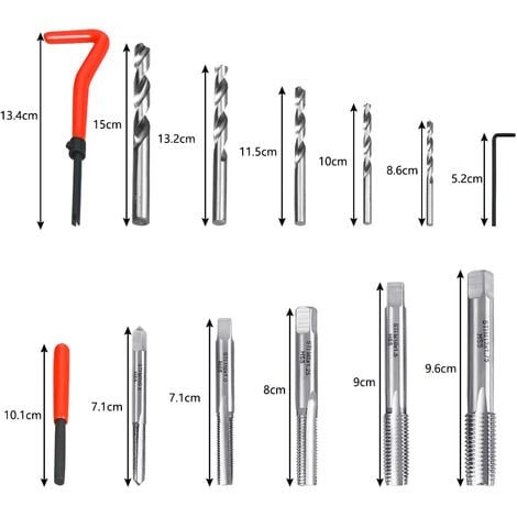 Kit de Réparation Filetage 131 pcs Coffret Type Helicoil M5 M6 M8 M10 M12