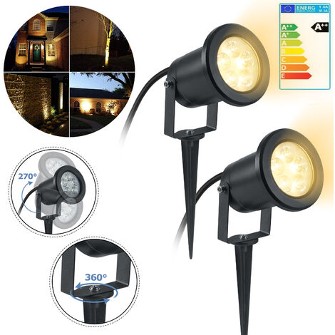 Lot De 4 Spots LED COB 5W 220V Orientables Avec Piquets - Éclairage Extérieur Jardin, Terrasse
