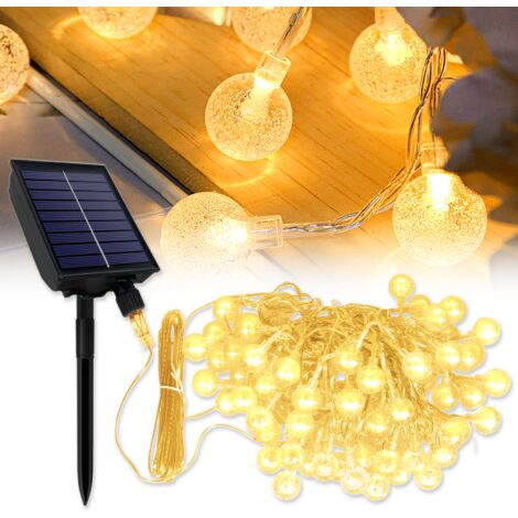 SNOMYRS Guirlande lumineuse solaire d'extérieur avec 50 LED - 7 m - Étanche  - Avec 8 modes d'éclairage - Convient pour jardin, terrasse, porche,  décoration de fête de mariage (blanc chaud) : : Luminaires et  Éclairage