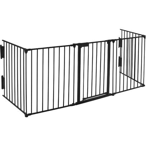 PawHut Brrière de sécurité barrière de protection cheminée parc enclos  chien pliable modulable 6 panneaux avec porte sans perçage 482,5 x 76  cm