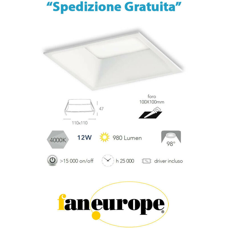 INC-XANTO-M-Q110 Lampada da incasso led 12 watt luce naturale Intec