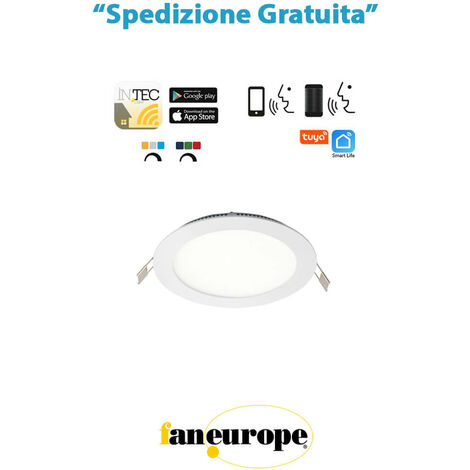 Faretto led ad incasso pannello slim bianco 6w CCT+RGB WIFI - Fan Europe  INC-SLIM/6W-INT