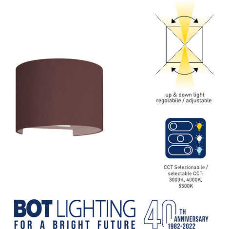 MARBELLA10CRK Applique da esterno led CCT IP65 finitura corten Bot Lighting