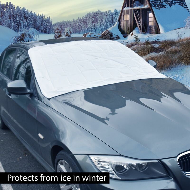 UNIVERSAL CAR VAN 4X4 FROST ICE WINTER WATERPROOF WINDSCREEN COVER - BLACK