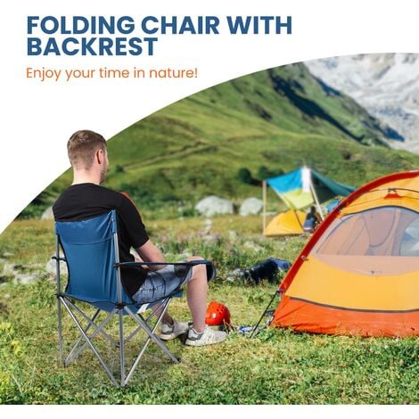 Folding Camping Chairs Portable Camping Seat Fishing Stool Beach Outdoor  BLUE