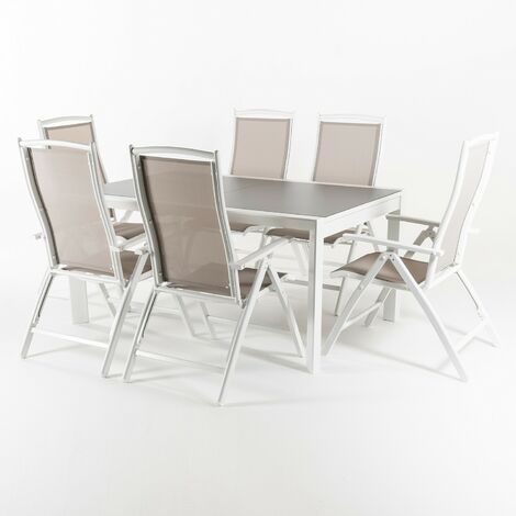 Ensemble table extensible de jardin 160 - 220 cm + 6 chaises