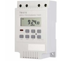 One Piece 220V Programmateur hebdomadaire numérique Commutateur de minuterie Économie d'énergie Appareil Commutateur Lampe TV Radio Appareils électroménagers (Blanc) -75  52  116mm
