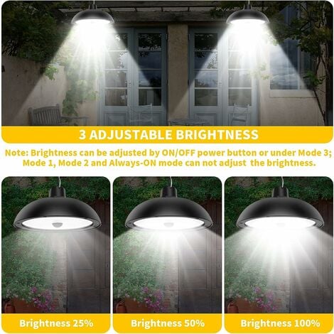 Lampes solaires d'extérieur, 78 LED 4 modes de suspension à énergie solaire  avec détecteur de