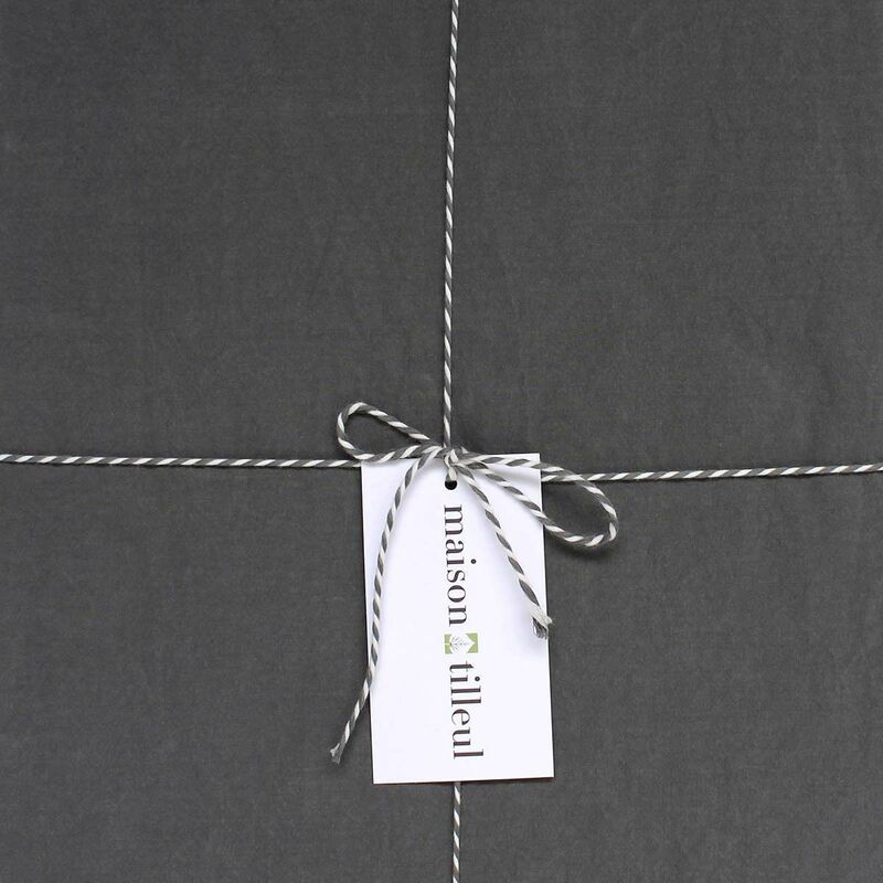 Drap housse en percale lavée de coton gris clair 160x200 cm - Ninon