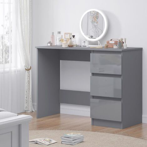 IQGB Dressing Table Grey Gloss 3 Drawers with Matt Frame