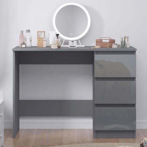 IQGB Dressing Table Grey Gloss 3 Drawers with Matt Frame