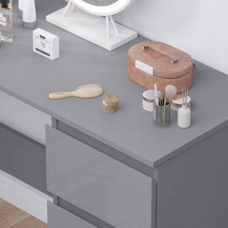 IQGB Dressing Table Grey Gloss 3 Drawers with Matt Frame
