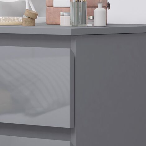IQGB Dressing Table Grey Gloss 3 Drawers with Matt Frame