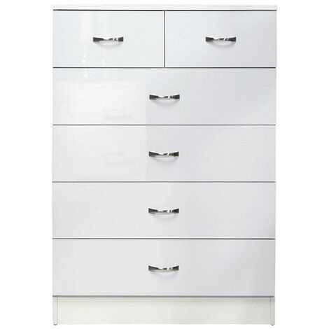 Hendon Modern 6 Drawer Chest - High White Gloss
