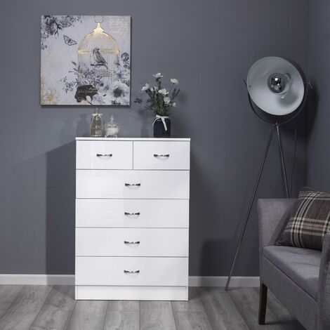 Hendon Modern 6 Drawer Chest - High White Gloss