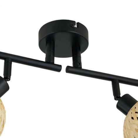 Lindby Youstin spot da soffitto di bambù 4 luci