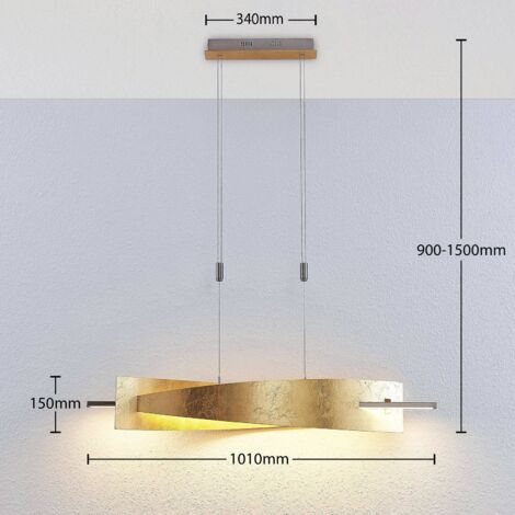 Lampada LED a sospensione Marija verticale dorata