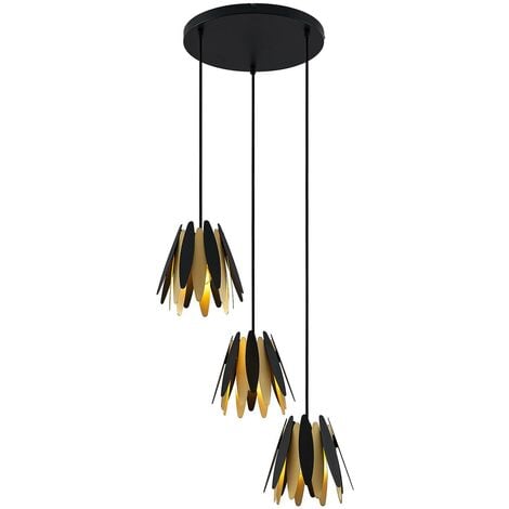 Lucande Lounit lampada sospensione nero-oro 1 luce