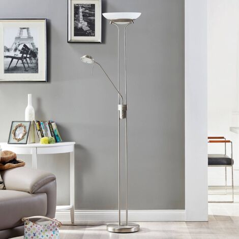 lux.pro Lampada da Terra con 3 Paralumi a Sfera in Vetro Opalino 3X E14