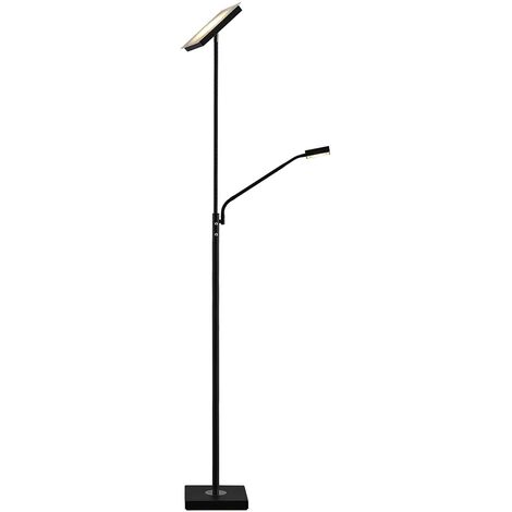 Lámpara LED de pie Malea con luz de lectura, negra