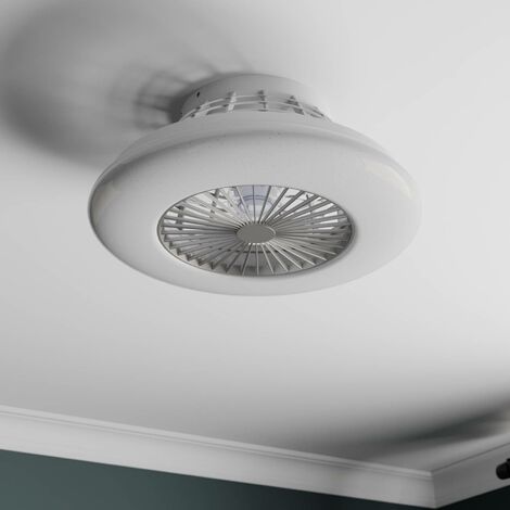 LED Ventilador de techo con lámpara 'Taloni' (Moderno) en Blanco hecho de Metal e.o. para Salón & Comedor (1 llama,) de Starluna  Ventilador