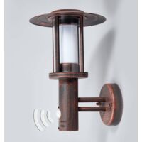 LED Lámpara de pared exterior 'Pavlos' (Tradicional) en Marrón hecho de Acero (1 llama,) de Lindby | lámpara para exterior, aplique para exteriores & jardín aplique para pared exterior/ fachada, para - marrón oxidado, transparente, blanco