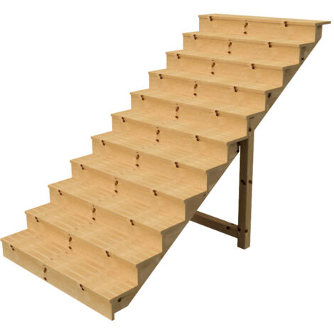 Berlin Escalier extérieur bois 11 marches H 190cm L-140cm - avec contre marche
