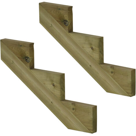 Pack 2 pièces - Limon bois autoclave - 3 marches - H 51cm