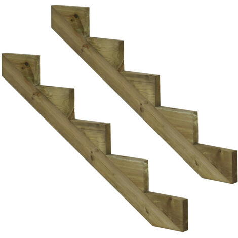 Pack 2 pièces - Limon bois autoclave - 5 marches - H 85cm