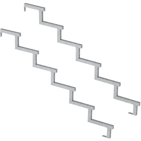 Pack 2 pièces - Limon acier galvanisé 6 marches - H 102cm - Option contremarches