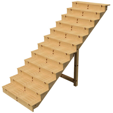 Berlin Escalier extérieur bois 12 marches H 207cm L-120cm - avec contre marche