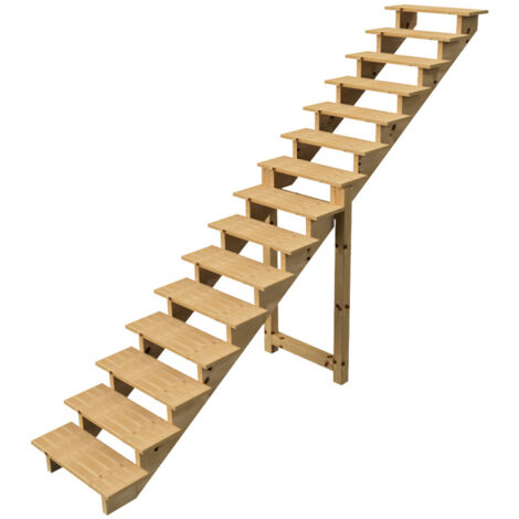 Berlin Escalier extérieur bois 15 marches H 258cm L-80cm