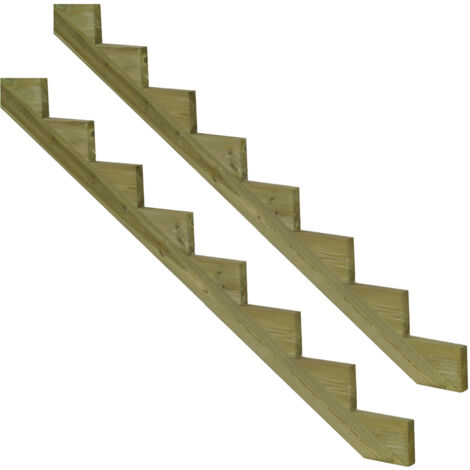 Pack 2 pièces - Limon bois autoclave - 8 marches - H 136cm