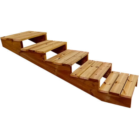 Escalier en colimaçon bois autoclave classe 4 – 5 marches XL 68cm – Largeur 60cm – Confort de montée amélioré (1/3)