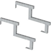Pack 2 pièces - Limon acier galvanisé 2 marches - H 34cm - Option contremarches