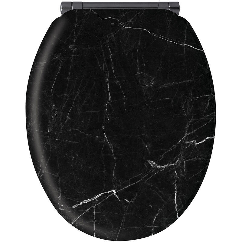 Abattant WC fibre de bois MDF Woody décor marbre noir - WIRQUIN - le Club