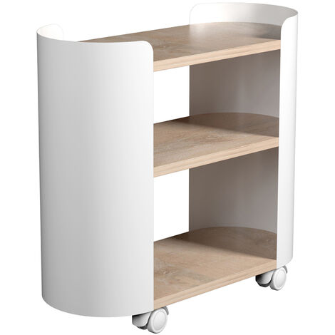 Desserte de cuisine oblongue en métal blanc sur roulettes – Dimensions 58 x 25 x 50 cm – Idéale pour rangement salle de bain – Gelco Design