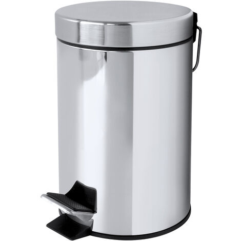 Five - Poubelle De Salle De Bain En Métal Gris Et Couvercle En Bambou 3 L[u3662] - Maison