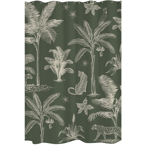 GELCO - Rideau de douche angkor tissu 180x200 kaki