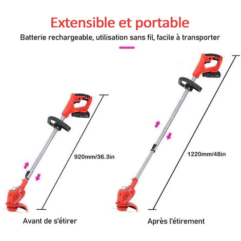 Coupe-herbe Sans Fil 2-en-1 Avec 2 Batteries - Transformable En Coupe-bordures, 21V, Lame 15,5 Cm, Puissant Et Léger
