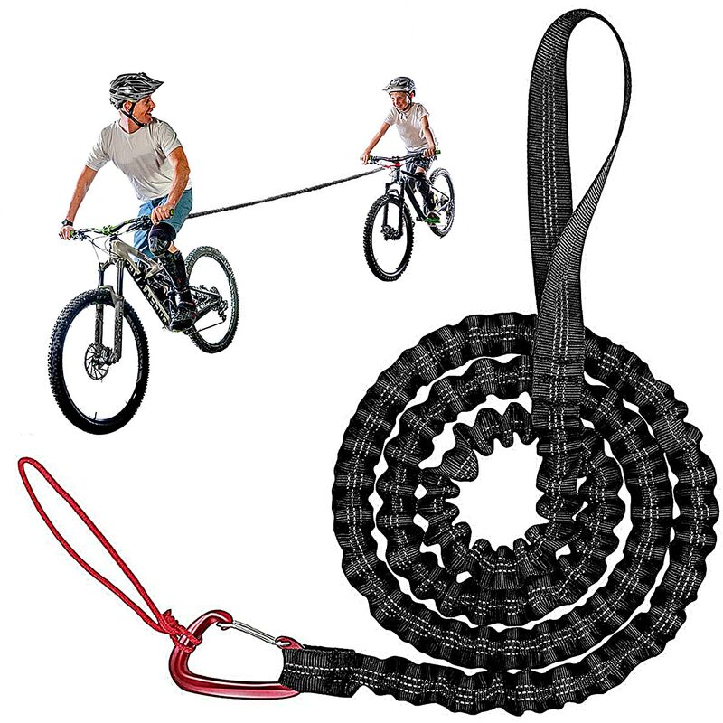 Cuerda de remolque de bicicleta, cuerda de remolque de bicicleta de 3 m para niños, cuerda de remolque de bicicleta de montaña, adecuada para bicicletas de montaña, bicicletas para niños, hasta 500 LB / 225 kg