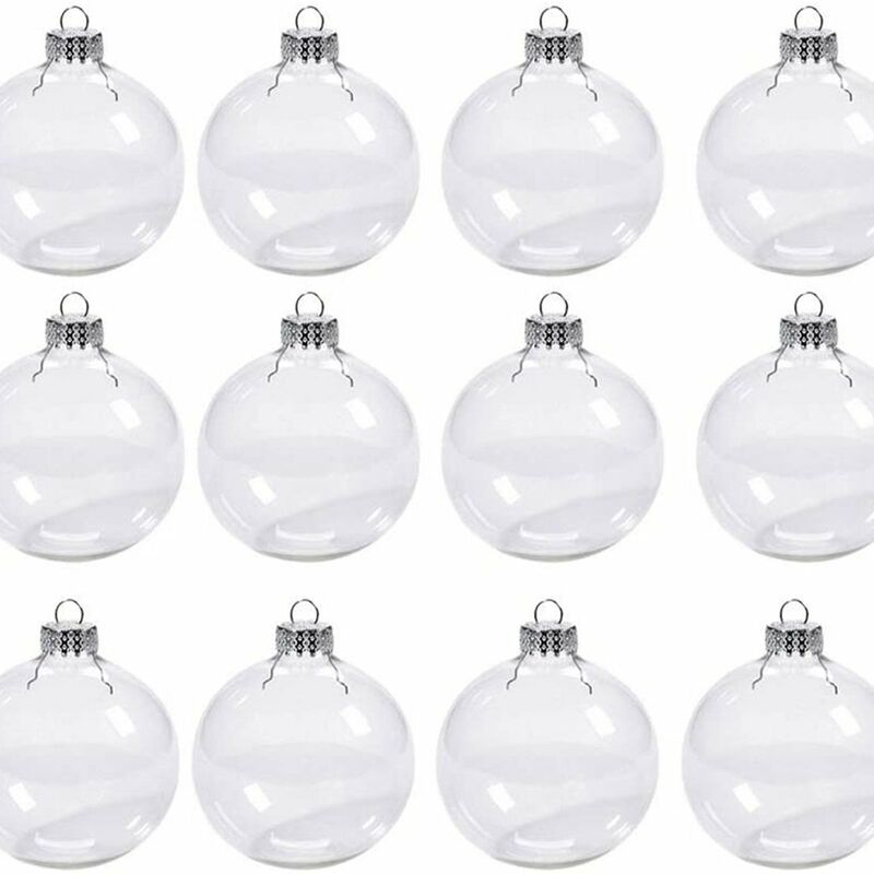 Bolas de Navidad de plástico transparente 12 piezas Bolas de Navidad transparentes Bola de plástico transparente Bolas de Navidad rellenables Bolas de árbol de Navidad rellenables Adornos de adornos de Navidad