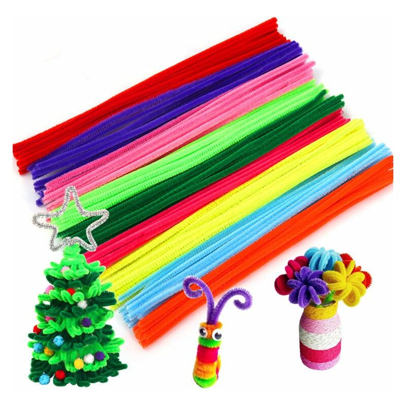 500 piezas de limpiadores de tuberías para manualidades, pompones para manualidades, hilo redondo multicolor, chenilla, manualidades para niños, suministros para pasatiempos, bricolaje, decoración creativa, colores surtidos (kits para manualidades)