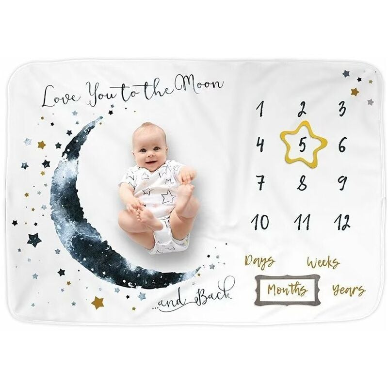 Manta de hito de bebé mixto, 100*150cm-alfombrilla de mes de bebé, manta de nacimiento de bebé niño, manta de foto de mes de bebé, manta mensual de bebé, regalo de nacimiento