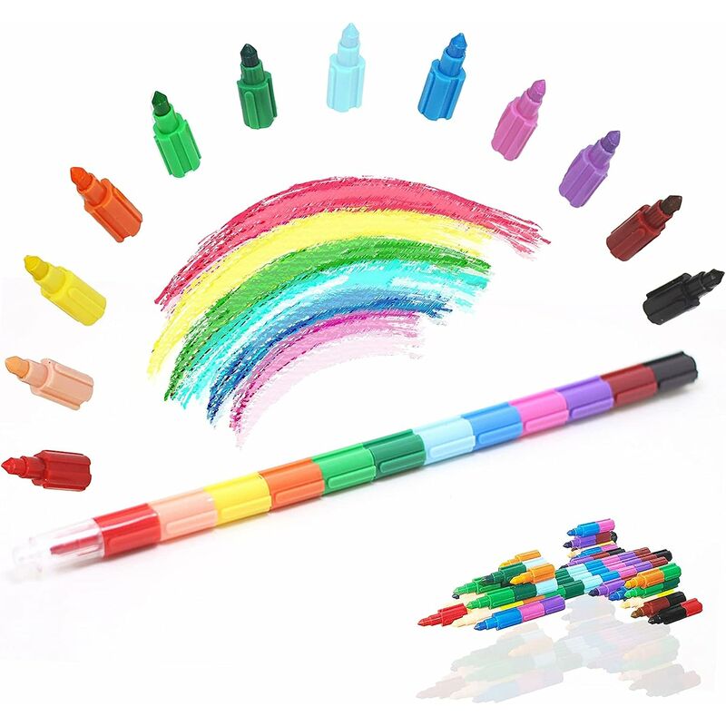 15 lápices de colores para niños 12 en 1, lápices de colores apilables para niños, como regalo de cumpleaños para invitaciones de niños, pequeños regalos de cumpleaños, idea de regalo de Navidad